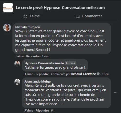 Groupe privé FB hypnose conversationnelle
